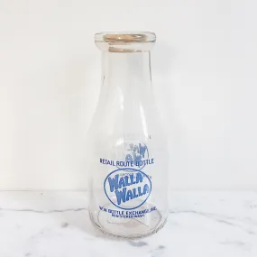 Vintage Walla Walla Blue Milk Bottle