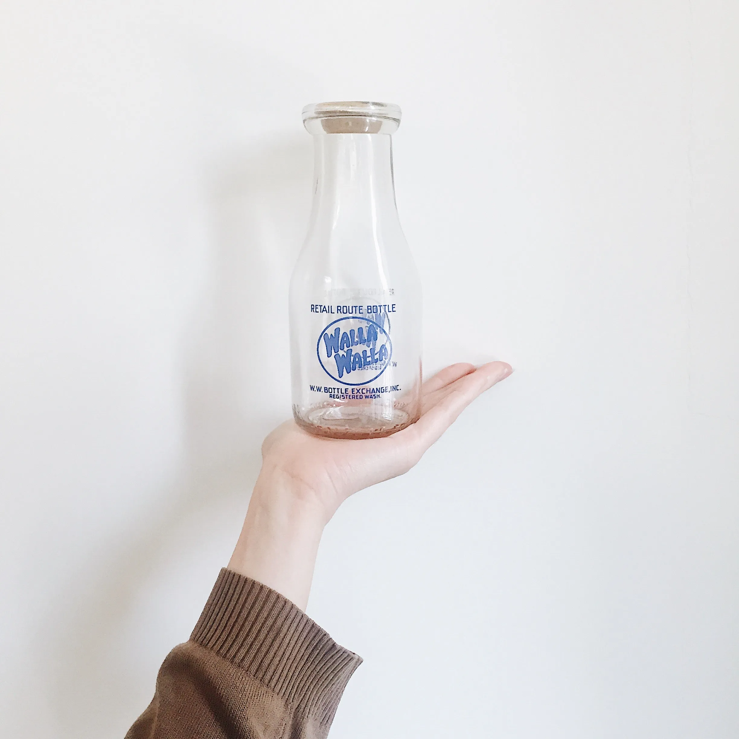 Vintage Walla Walla Blue Milk Bottle