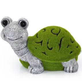 VP Home Lazy Turtle with Flocked Shell Solar Powered LED Outdoor Decor Garden