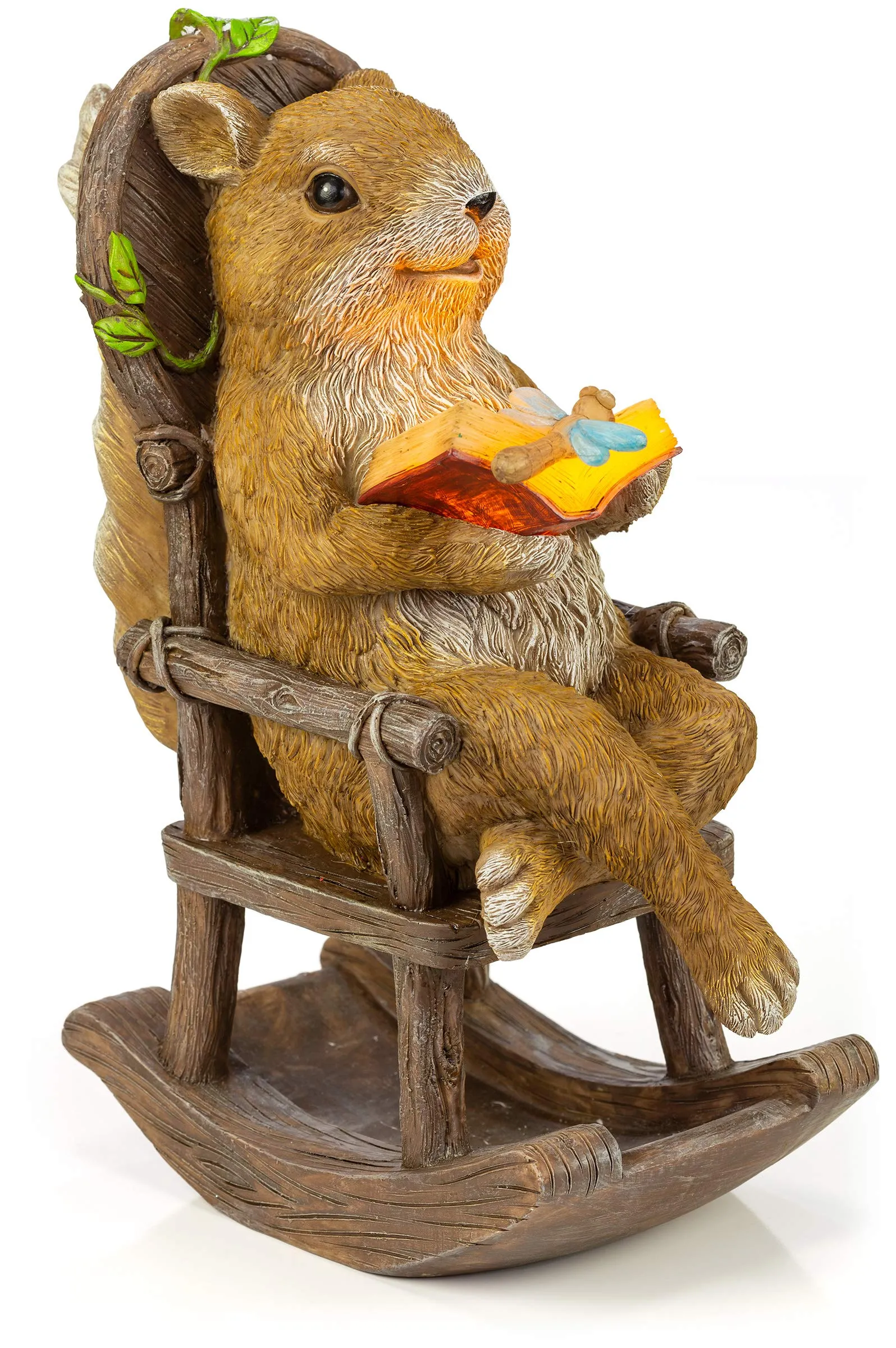 Vp Home Squirrel Reading And Relaxing On Rocking Chair Solar Powered Led Outdoor Decor