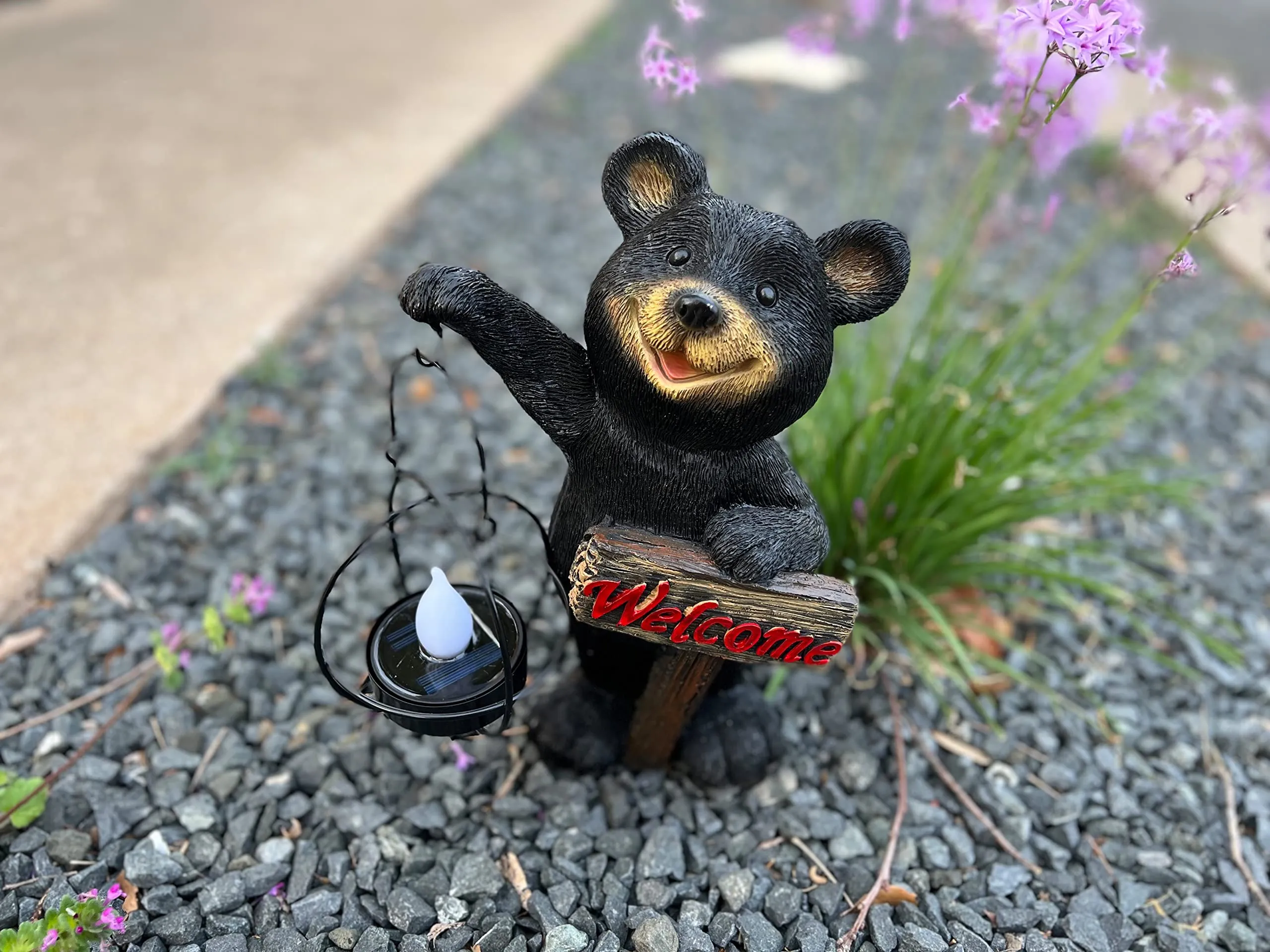 VP Home Welcome Bear Solar Powered LED Outdoor Decor Garden