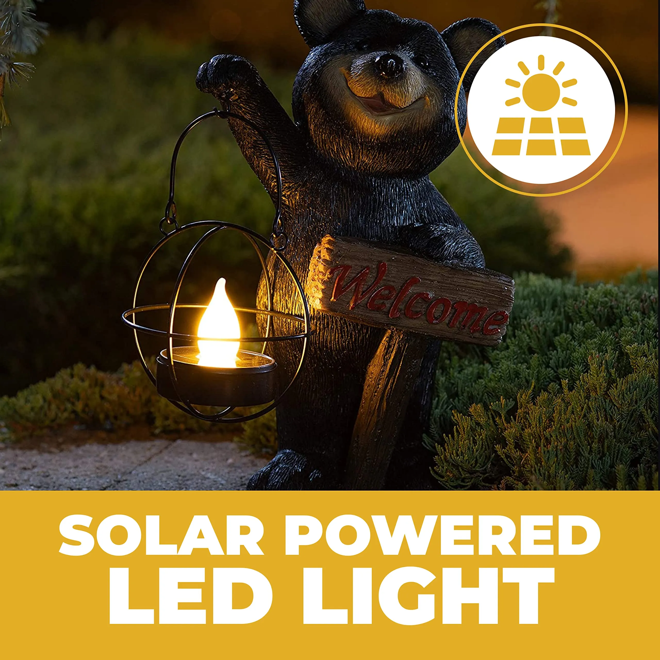 VP Home Welcome Bear Solar Powered LED Outdoor Decor Garden