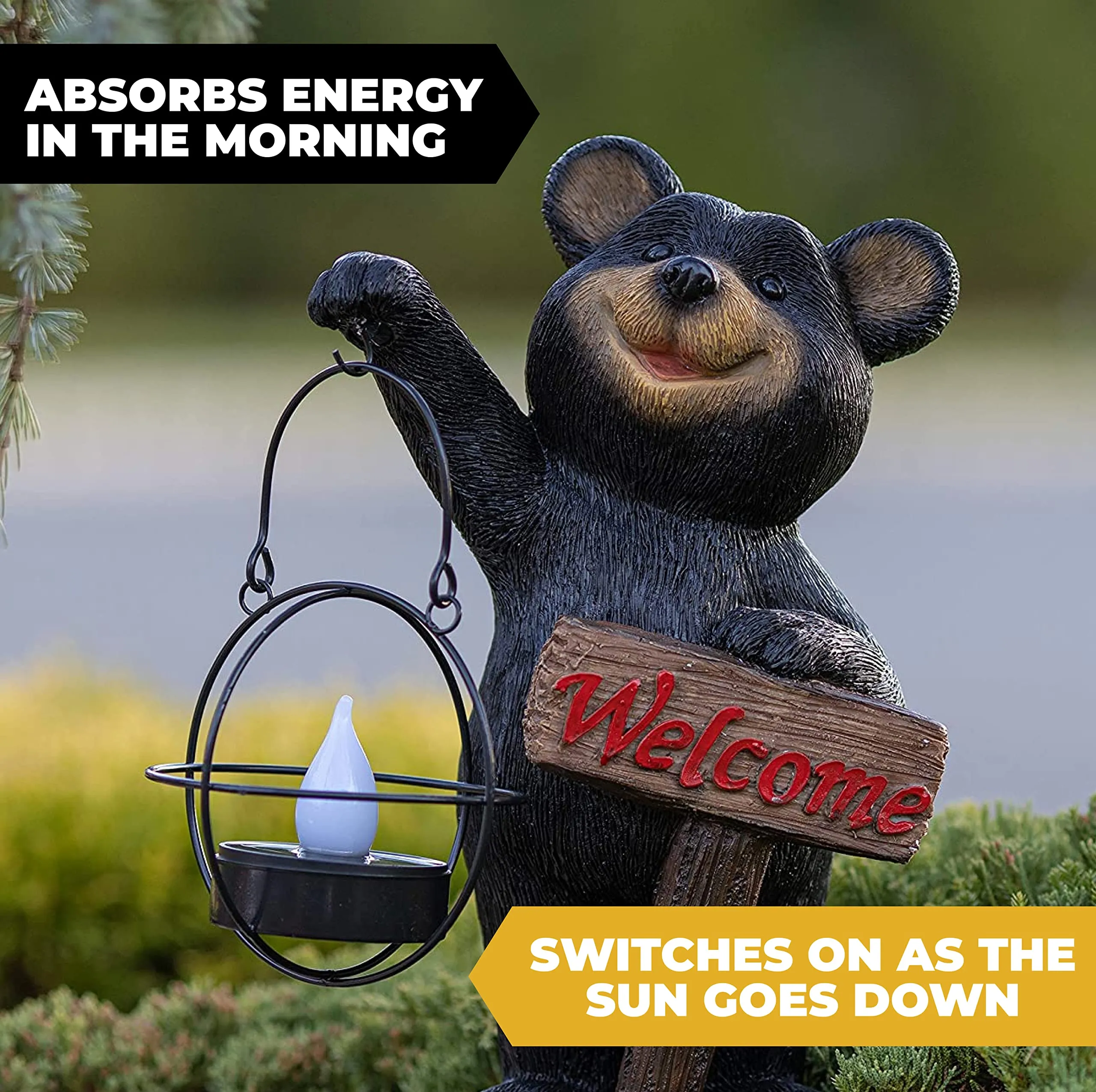 VP Home Welcome Bear Solar Powered LED Outdoor Decor Garden