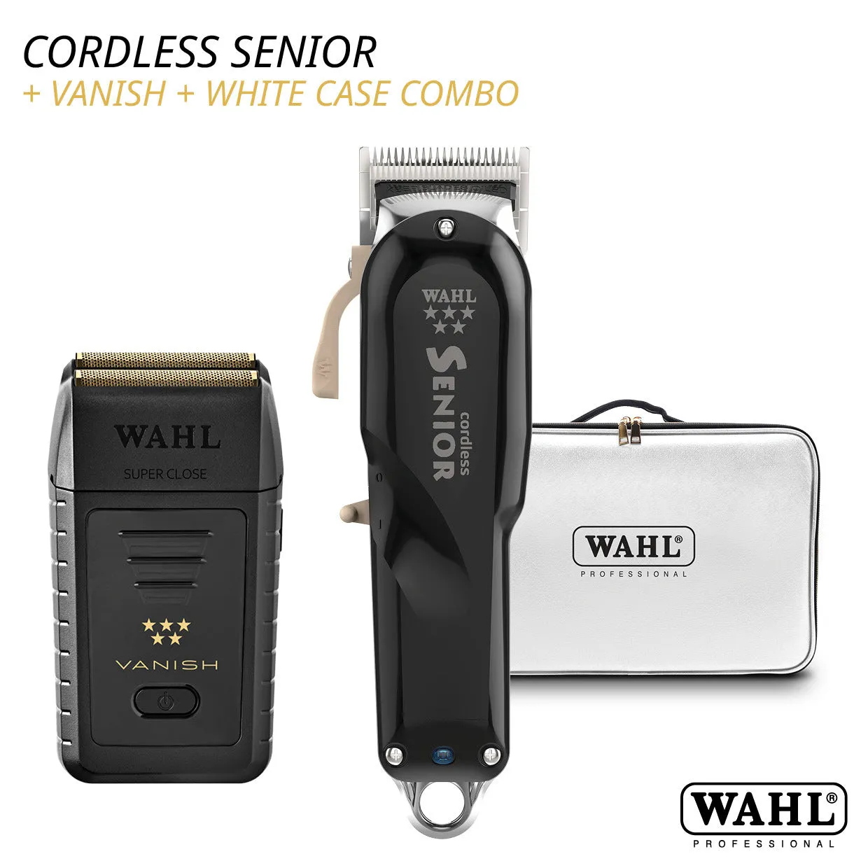 Wahl Cordless Senior   Vanish Shaver   White Case Combo - August Promo!