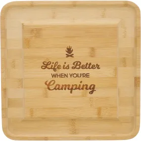 When You're Camping 13" Bamboo Serving Board with Utensils