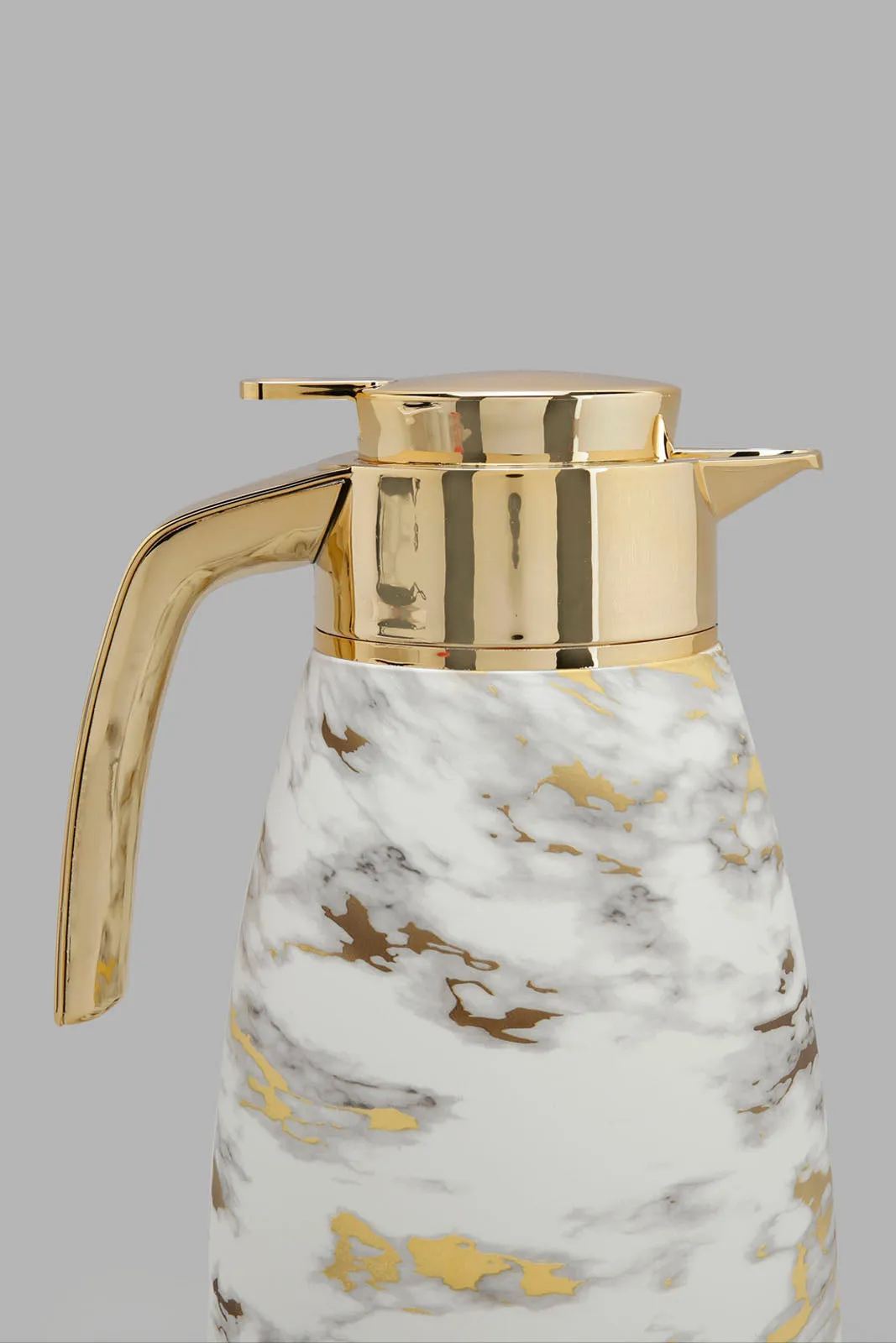 White And Gold Marble Vacuum Flask