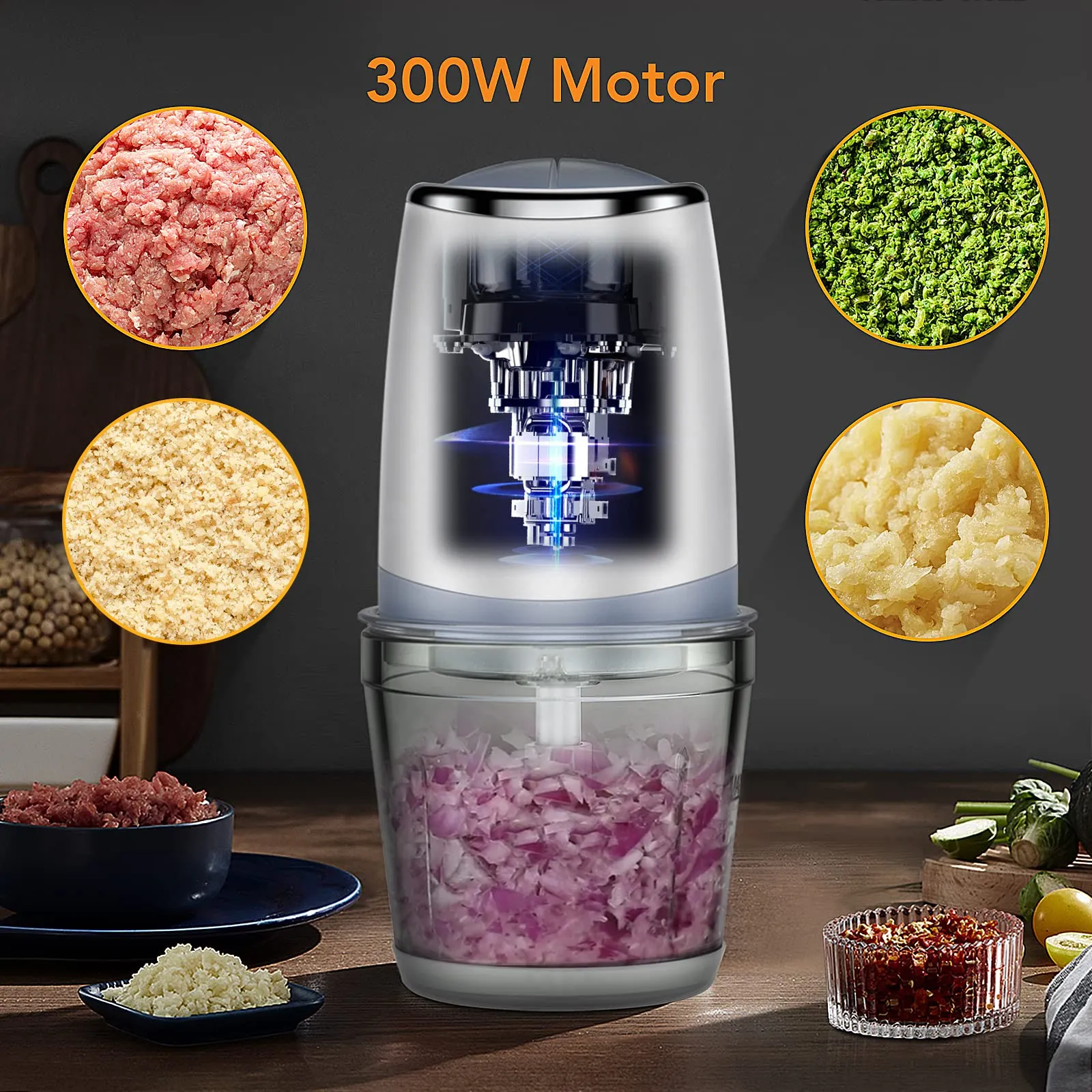 WHIZMAX Blender BC7 600mL Mini Food Processor for Vegetables Meat Fruits