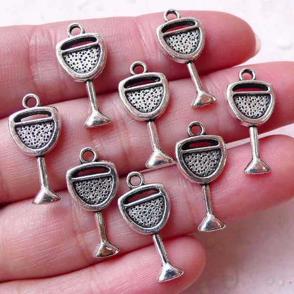 Wine Glass Charms Glassware Charm Tableware Charm (8pcs / 9mm x 20mm / Tibetan Silver) Whimsical Jewelry Bracelet Pendant Earrings CHM1364