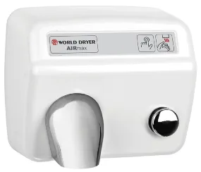 WORLD DRYER® DM54-974 AirMax™ Series Hand Dryer - White Epoxy on Steel High Speed Push Button Surface-Mounted (208V-240V)