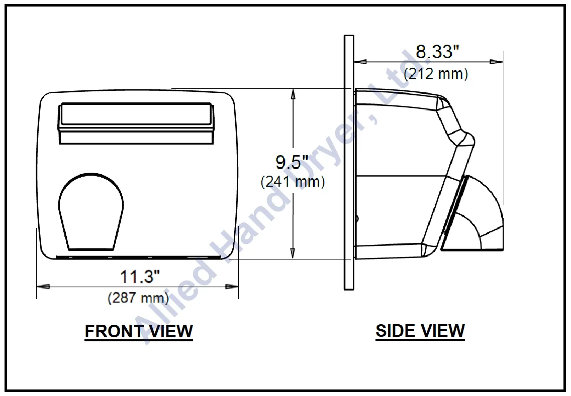 WORLD DRYER® DXM54-972 AirMax™ Series Hand Dryer - Polished Stainless Steel High Speed Automatic Surface-Mounted (208V-240V)