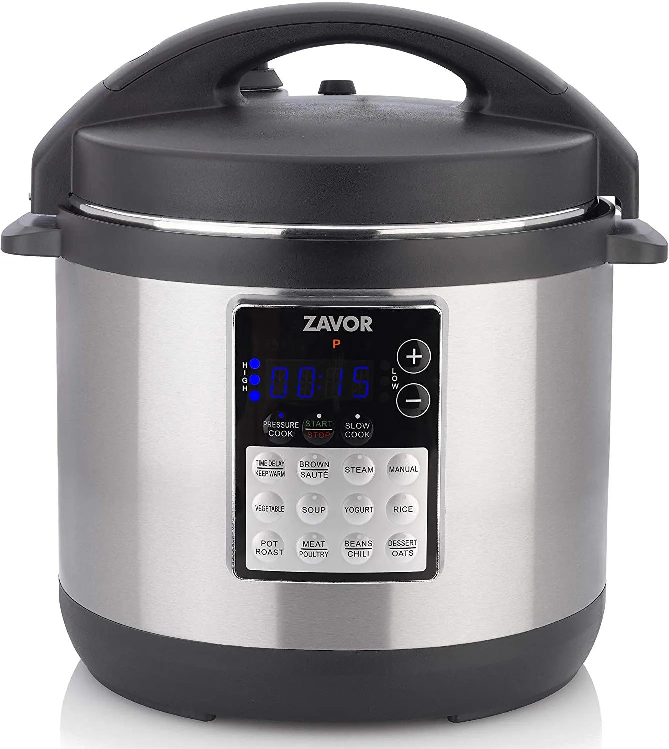 Zavor LUX Edge, 4 Quart Programmable Electric Multi-Cooker: Pressure Cooker, Slow Cooker, Rice Cooker, Yogurt Maker, Steamer and more - Stainless Steel (ZSELE01)